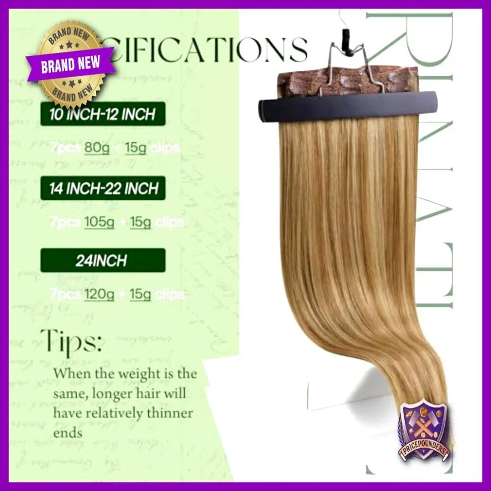 18 Inch Real Human Hair Clip-In Extensions 7 Piece Set 120g